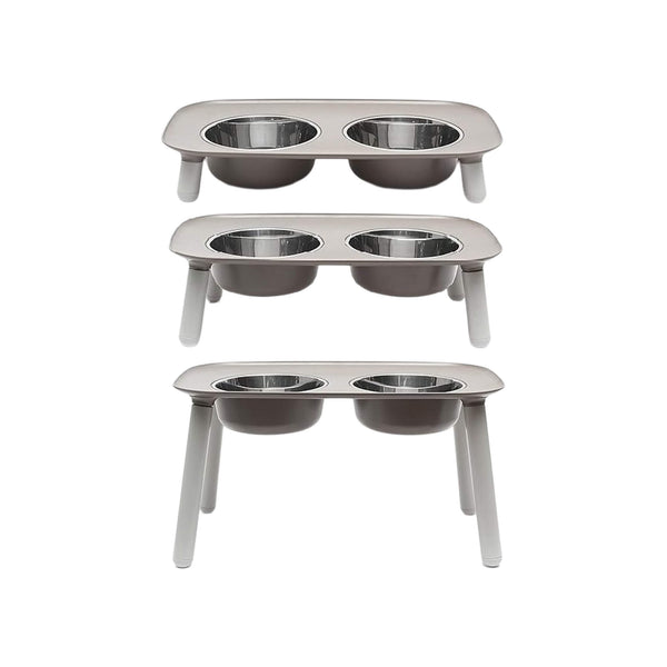 Messy Mutts Adjustable Elevated Double Dog Feeder with Stainless Steel Bowls Sizes