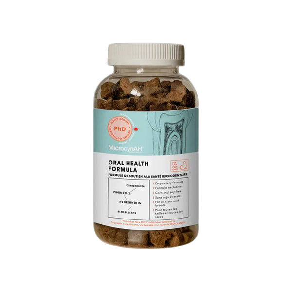 MicrocynAH PHD Oral Health Chews for Cats Front of Bottle