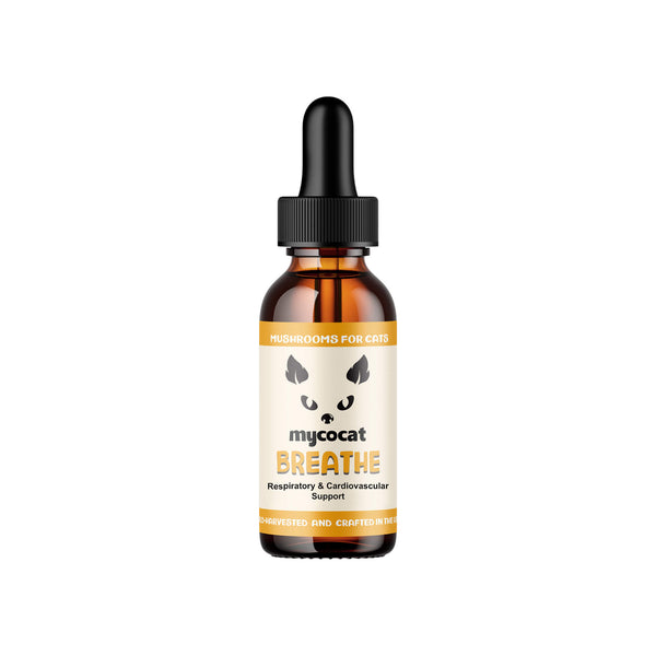 MycoDog Breathe Liquid Respiratory & Cardiovascular Supplement for Cats Front of Bottle