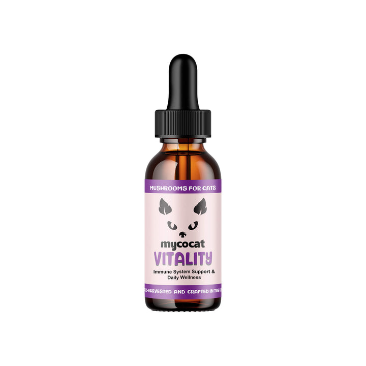 MycoDog Vitality Liquid Immune Support Supplement for Cats Front of Bottle