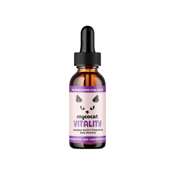 MycoDog Vitality Liquid Immune Support Supplement for Cats Front of Bottle