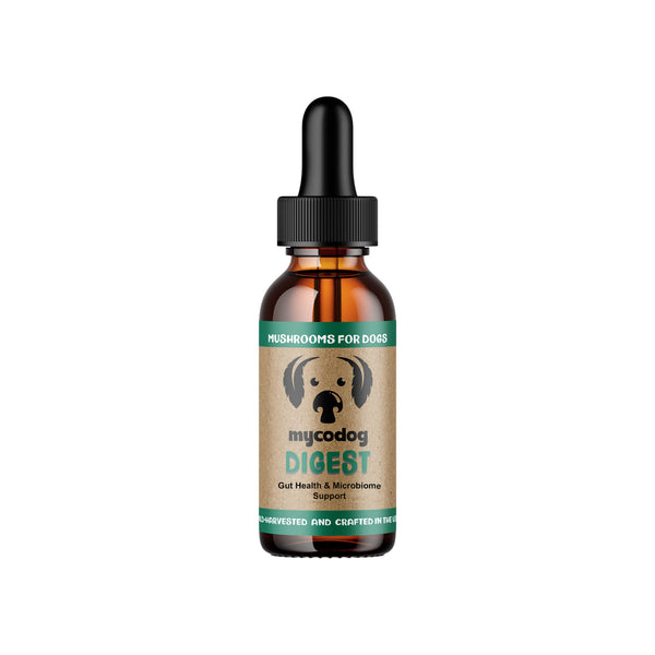 MycoDog Digest Liquid Gut Health Supplement for Dogs Front of Bottle
