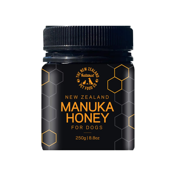 The New Zealand Natural Pet Food Co. WOOF Manuka Honey Dog Treat & Topper Front of Bottle
