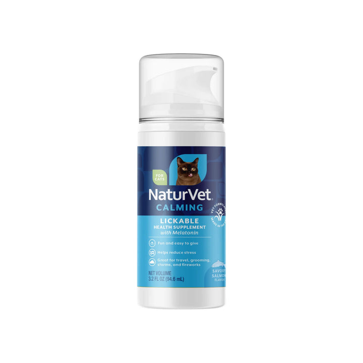 NaturVet Lickable Calming Supplement with Melatonin for Cats Front of Bottle