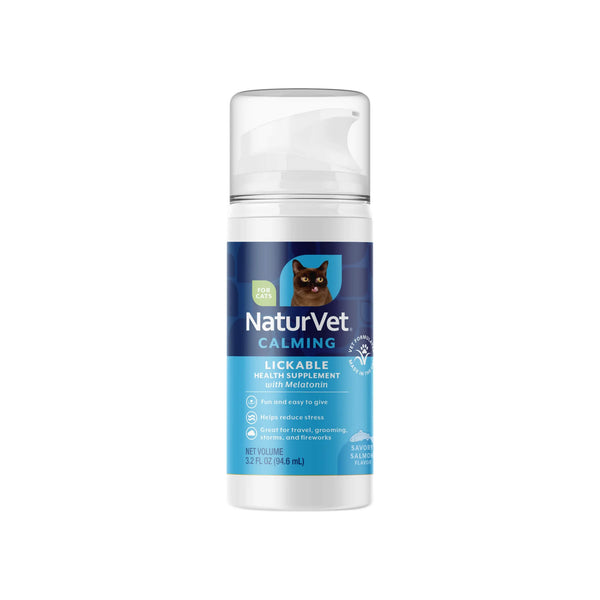 NaturVet Lickable Calming Supplement with Melatonin for Cats Front of Bottle