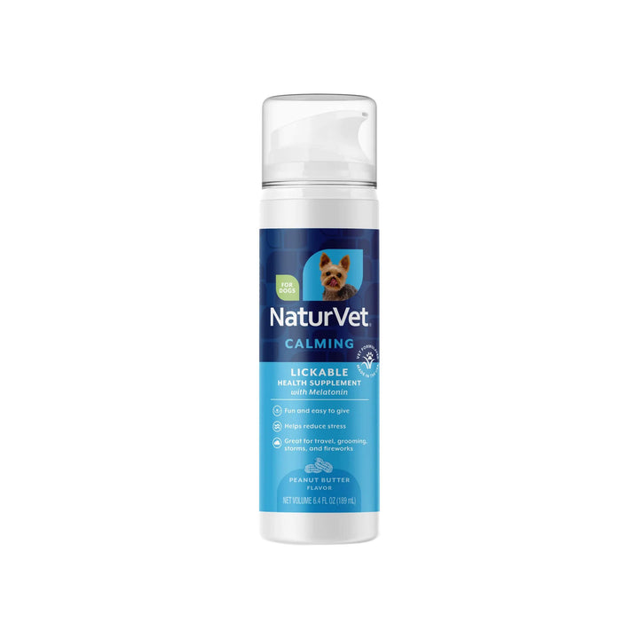 NaturVet Lickable Calming Supplement with Melatonin for Dogs Front of Bottle