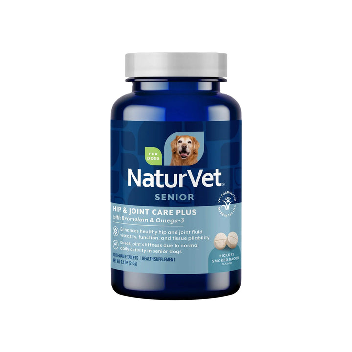 NaturVet Senior Hip & Joint Care Plus Tablets for Dogs Front of Bottle