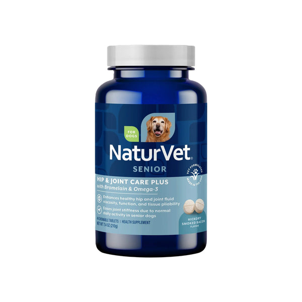 NaturVet Senior Hip & Joint Care Plus Tablets for Dogs Front of Bottle