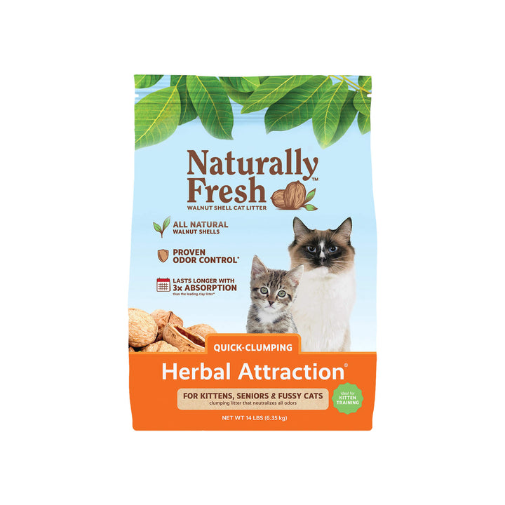 Naturally Fresh Quick Clumping Herbal Attraction Walnut Shell Cat Litter Front of Bag