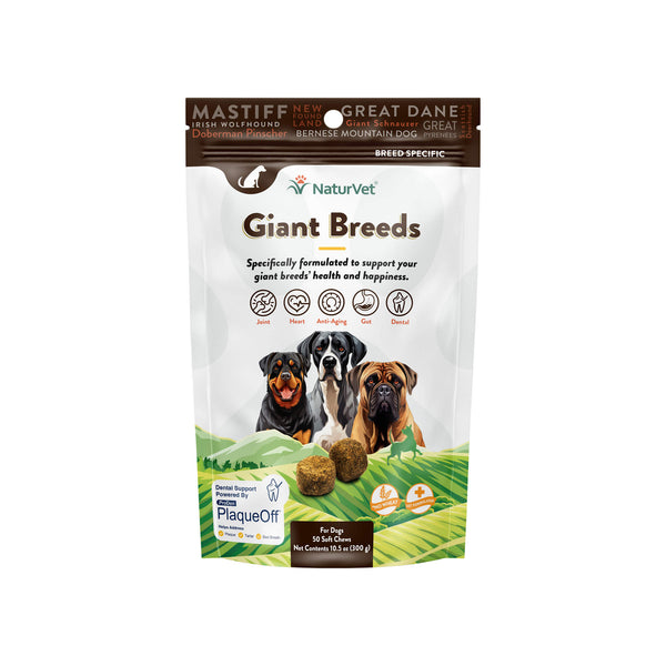 NaturVet Breed Specific Giant Breed Dog Soft Chews Front of Bag