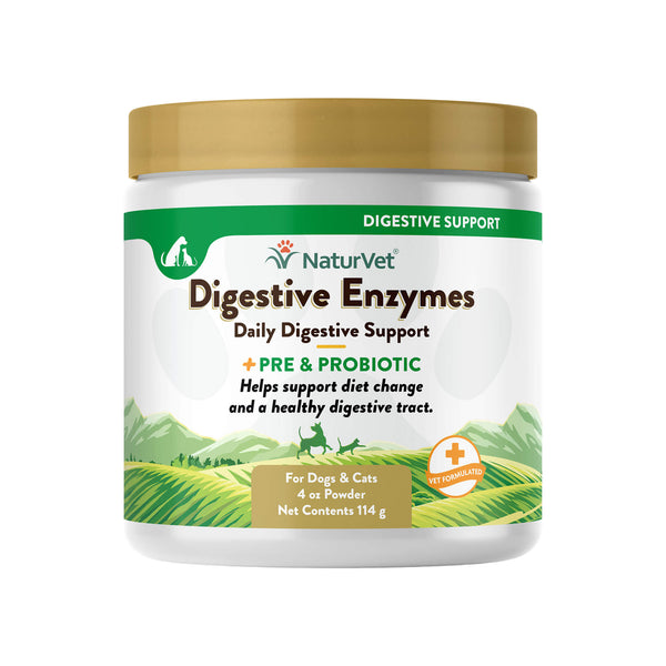 NaturVet Digestive Enzymes Daily Digestive Support Powder for Dogs & Cats