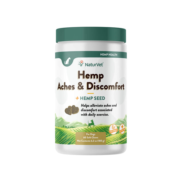NaturVet Hemp Aches & Discomfort Soft Chews for Dogs Front of Package