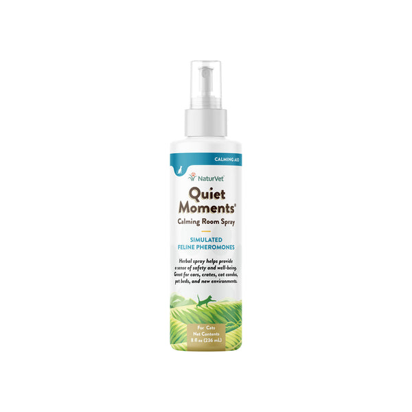 NaturVet Quiet Moments Herbal Calming Room Spray for Cats Front of Bottle