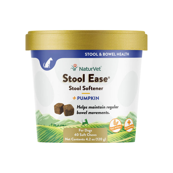NaturVet Stool Ease Stool Softener Plus Pumpkin Soft Chews for Dogs Front of Package