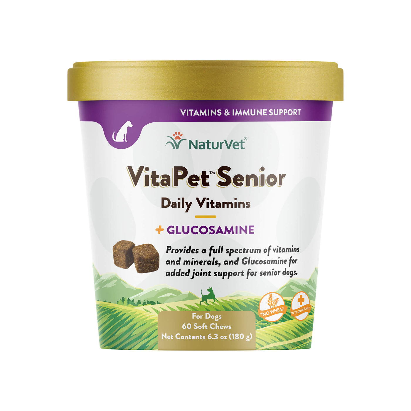 NaturVet VitaPet Senior Daily Vitamins Plus Glucosamine Chewable Tablets for Dogs