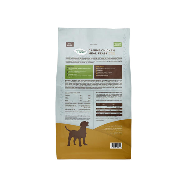 Nature's Logic Original Chicken Meal Feast Dry Food for Dogs Bag Back