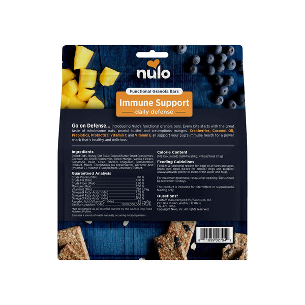 Nulo Functional Granola Bar Immunity Daily Defense Dog Treats
