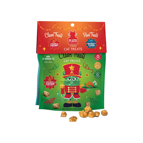 Plato Paws & Claws 2 Pack Cat Treats Front of Claws Package
