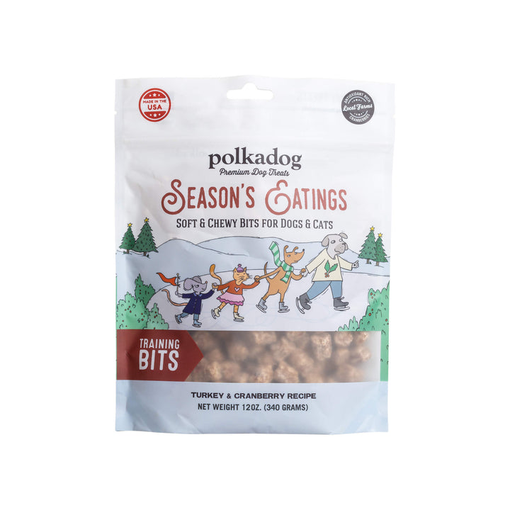 Polkadog Holiday Soft & Chewy Dog Treats Seasons Eating Front of Package