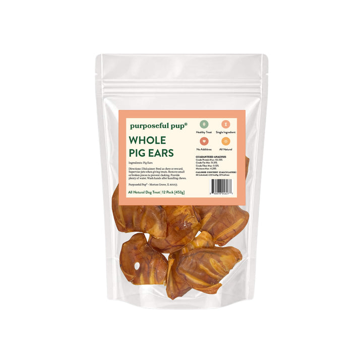 Purposeful Pup Whole Pig Ears Dog Chews Packaged