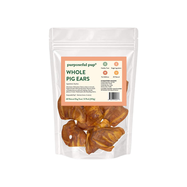 Purposeful Pup Whole Pig Ears Dog Chews Packaged