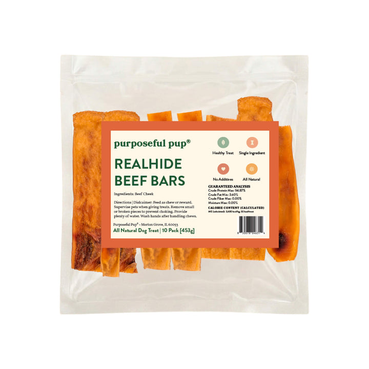Purposeful Pup RealHide Beef Cheek Dog Chews in Package