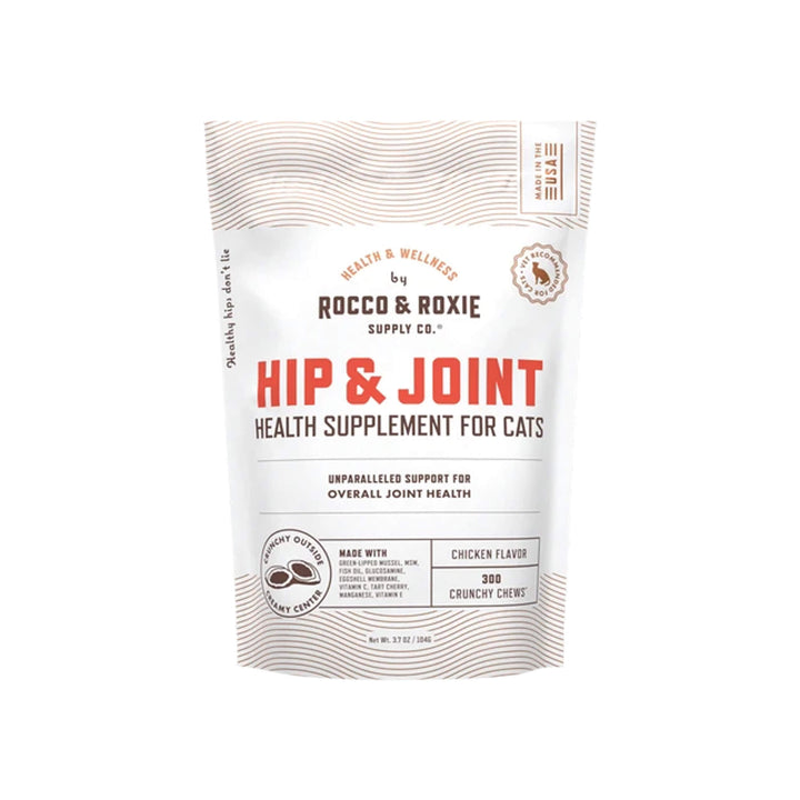 Rocco & Roxie Hip & Joint Health Supplement Crunchy Chews for Cats Front of Package