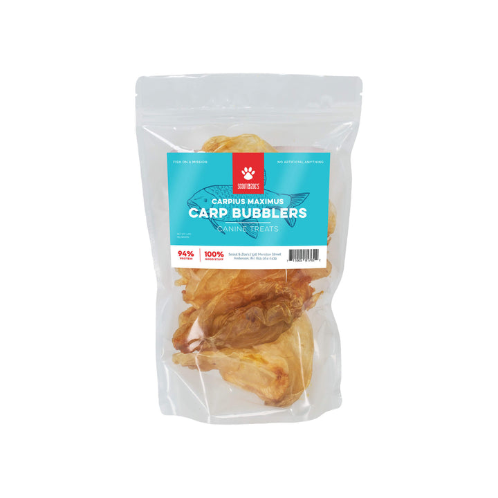 Scout & Zoe's Carpius Maximus Carp Bubblers Chews for Dogs Front of Package
