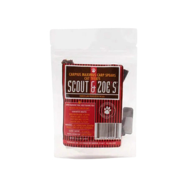 Scout & Zoe's Carpius Maximus Dehydrated Carp Jerky Spears for Cats Front of Package