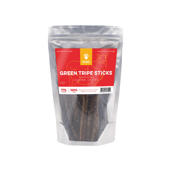 Scout & Zoe's Lamb Green Tripe Sticks Dog Treats Front of Package