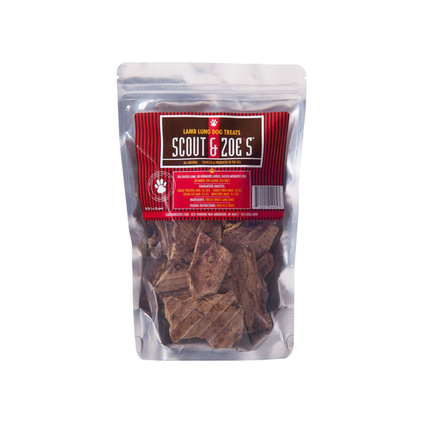 Scout & Zoe's Freeze Dried Lamb Lung Dog Treats Front of Package