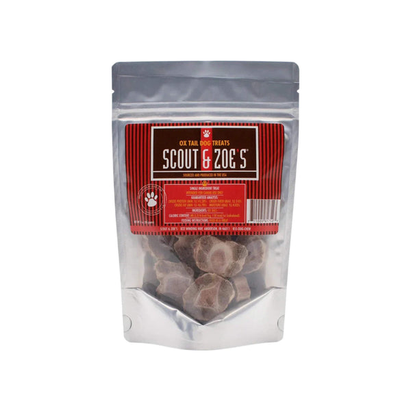 Scout & Zoe's Freeze Dried Ox Tails Dog Treats Front of Package