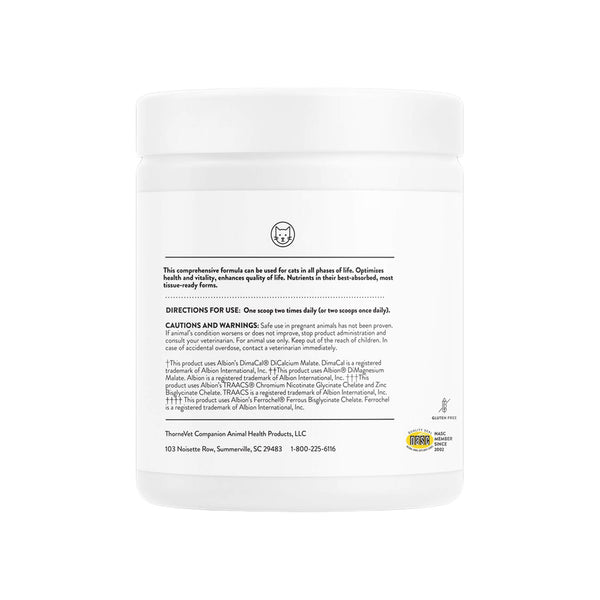 ThorneVet Feline Basic Nutrients Cat Supplement Bottle Side Left