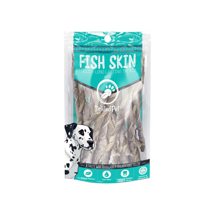 Tickled Pet Icelandic Codfish Skin Rolls Dog Treats Front of Bag