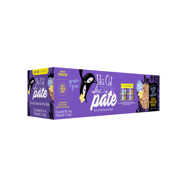 Tiki Cat After Dark Grain Free Pate Wet Cat Food Variety Pack 5.5 oz Front of Case
