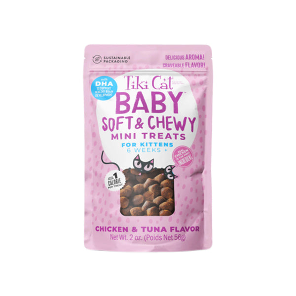 Tiki Cat Baby Soft & Chewy Mini Treats for Kittens Front of Package