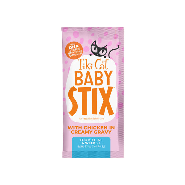 Tiki Cat Baby Stix Lickable Mousse Kitten Treats Front of Sachet