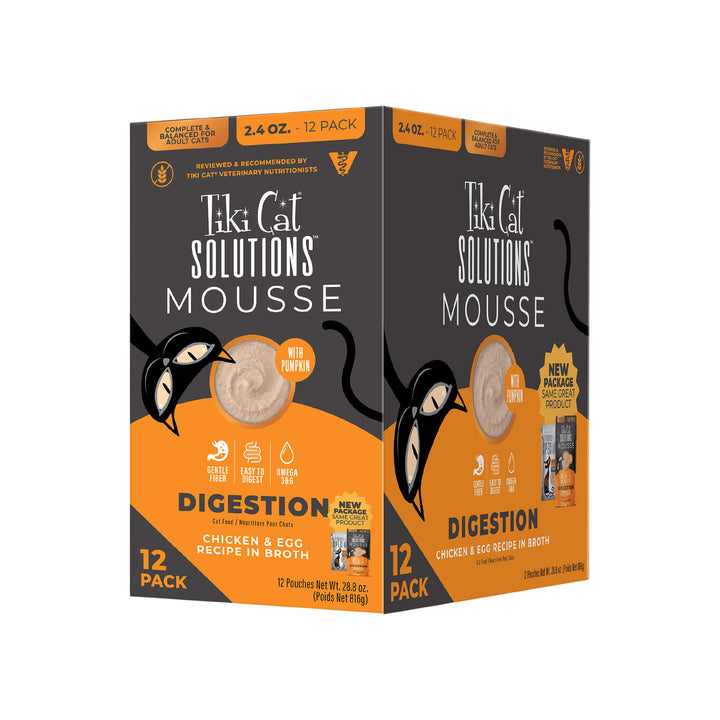 Tiki Cat Solutions Mousse Digestion Support Wet Cat Food Front of Case