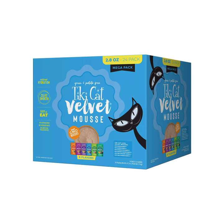 Tiki Cat Grain Free Velvet Mousse Wet Cat Food Front of Case