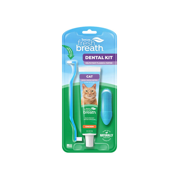 Tropiclean Fresh Breath Odor & Tartar Control Cat Dental Kit Front of Package