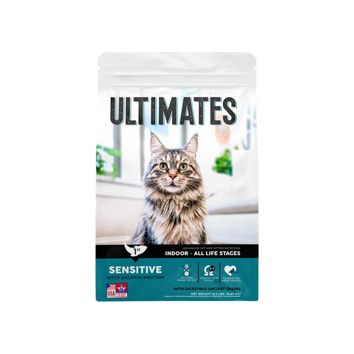 Ultimates Sensitive Salmon Indoor Dry Cat Food Front