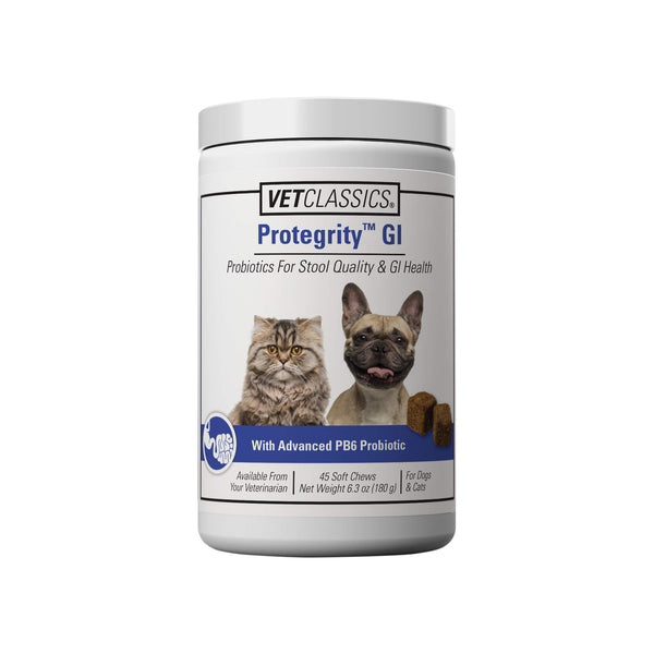 VetClassics Protegrity GI Probiotic Soft Chews for Dogs & Cats Bottle Front