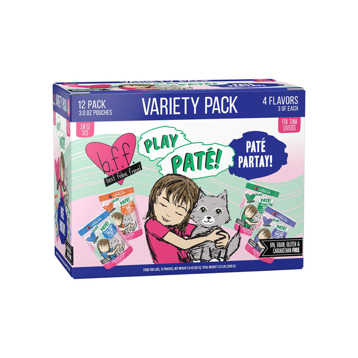 Weruva B.F.F. Play Pate! Grain Free Pate Wet Cat Food Pouches Front of Box