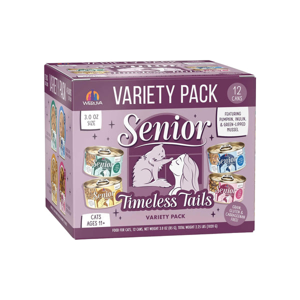 Weruva Senior Grain Free Wet Cat Food for Senior Cats 11+ Front of Box 3.0 oz Size
