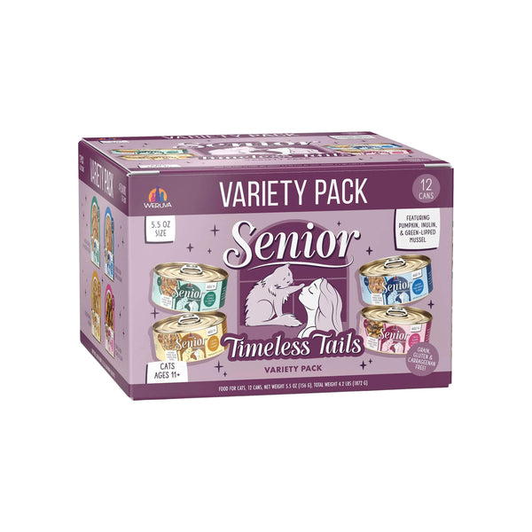 Weruva Senior Grain Free Wet Cat Food for Senior Cats 11+ Front of Box 5.5 oz Size