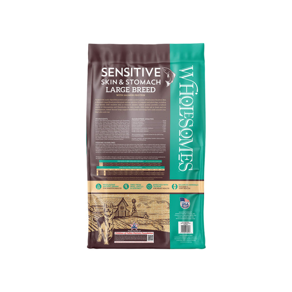 Wholesomes Sensitive Skin & Stomach Large Breed Dry Dog Food Back