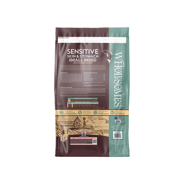 Wholesomes Sensitive Skin & Stomach Small Breed Dry Dog Food Back