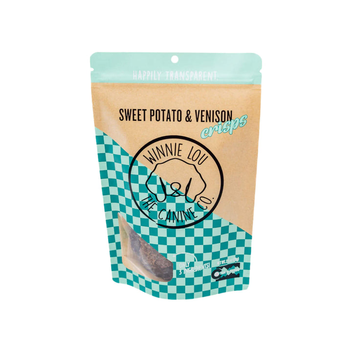 Winnie Lou Crisps Limited Ingredient Crispy Dog Treats Front of Package