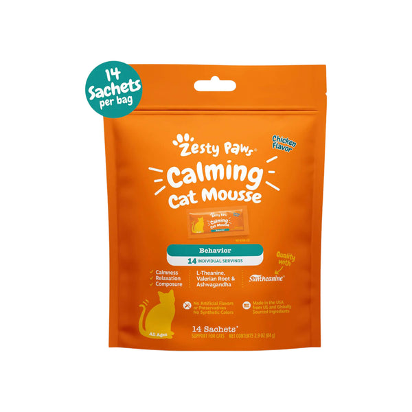 Zesty Paws Calming Cat Mousse Supplement Front of Package