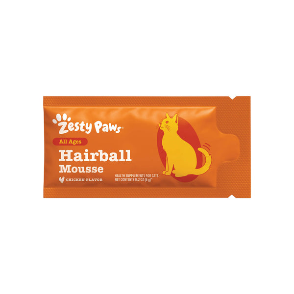 Zesty Paws Hairball Cat Mousse Gut Health Supplement Single Sachet Front